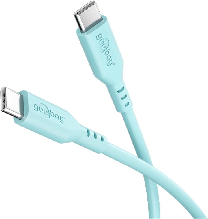 Câble de charge USB-C en silicone, pour appareils USB-C, charge rapide, protection anti-pliage, longueur 1,5 mètre, turquoise