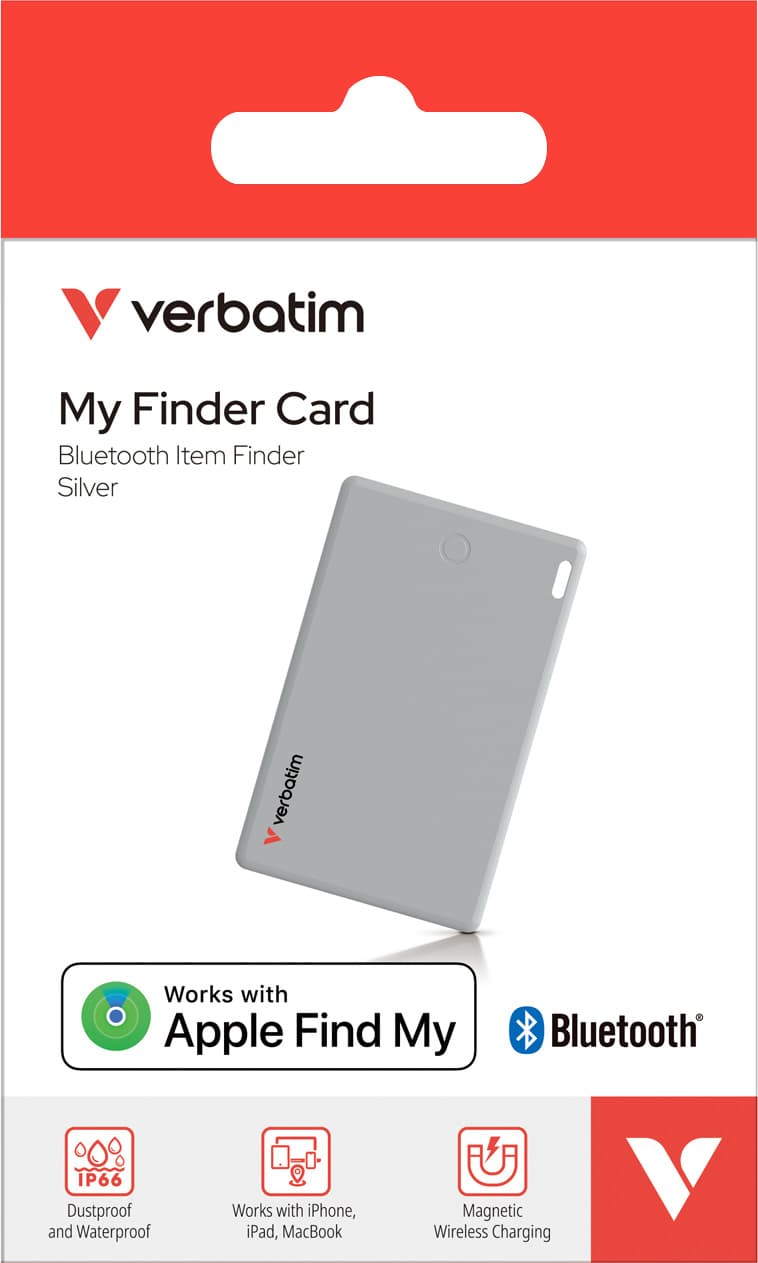 Verbatim Bluetooth tracker Li-Ion batterie polymère 110mAh My FinderTracker My Finder Card MYFCR-01S pour Apple iOS Find My App Retail (pack de 1)