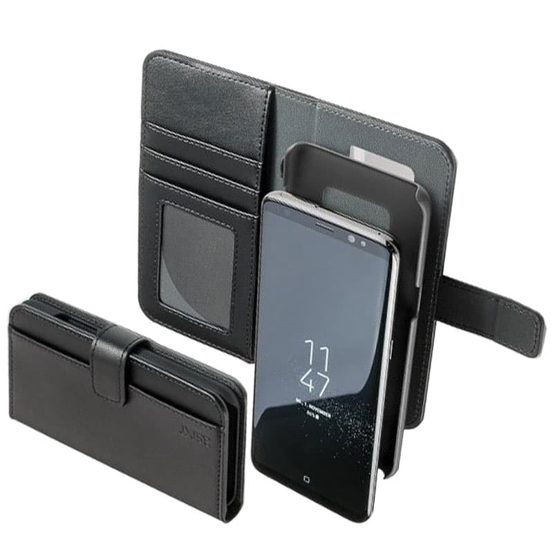 Housse de protection en cuir véritable adaptée pour Samsung Galaxy S9 +, ultra-légère, avec compartiments supplémentaires pour cartes bancaires, etc.