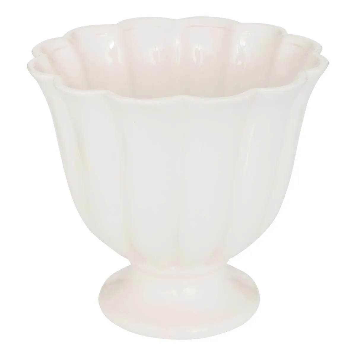 Cache-Pot en Dolomite Fleur de Rose 25cm Blanc