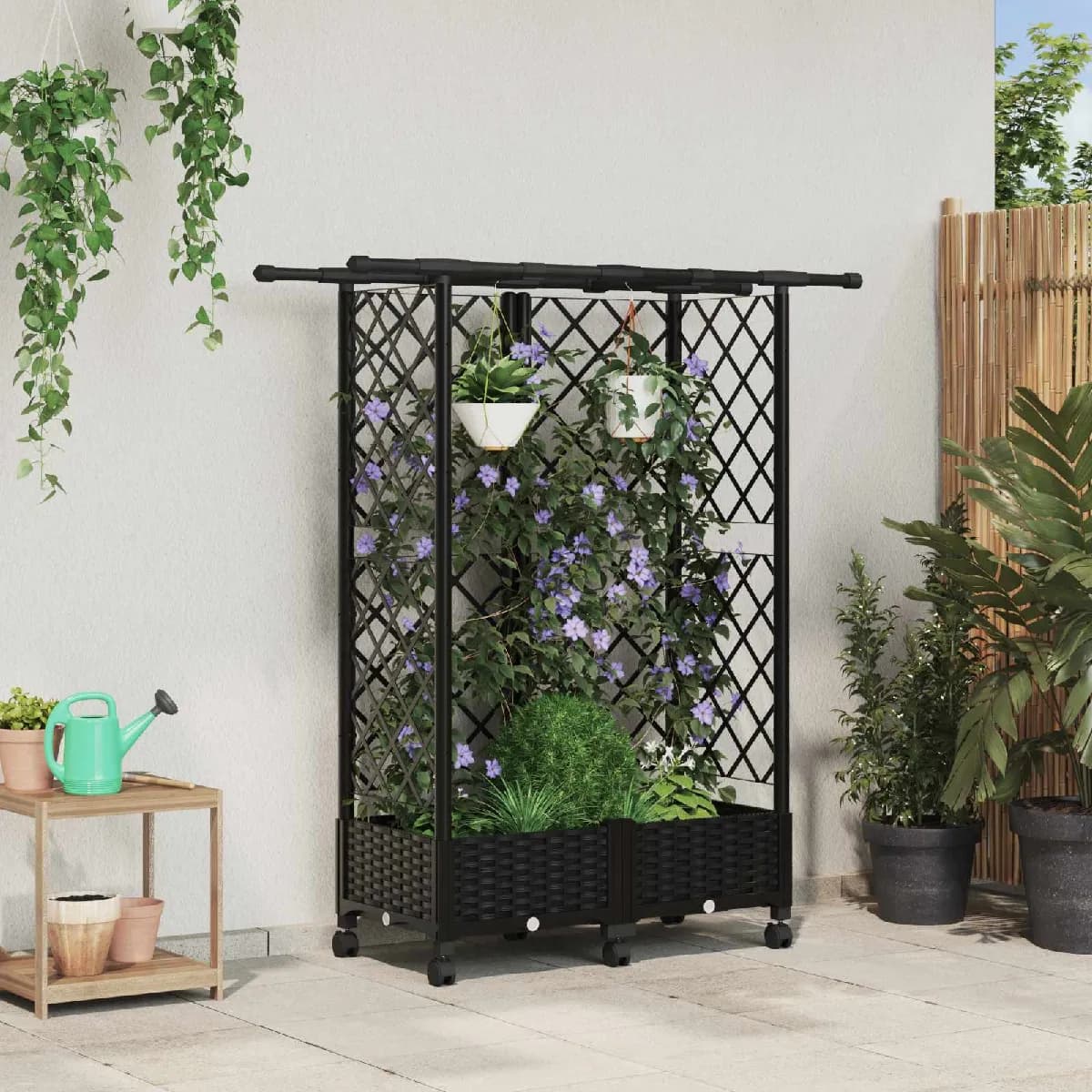 vidaXL Lit Élevé avec Treillis et Toit Noir 124 x 40 x 127 cm PP
